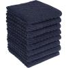 Premium Kitchen Towels (16”x 25”, 6 Pack) | Large Cotton Kitchen Hand Towels | Dish Towels | Diagonal Weave Design | 445 GSM Highly Absorbent Tea Towels Set with Hanging Loop | Grey(Navy)