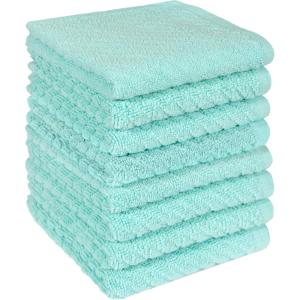 Premium Kitchen Towels (16”x 25”, 6 Pack) | Large Cotton Kitchen Hand Towels | Dish Towels | Diagonal Weave Design | 445 GSM Highly Absorbent Tea Towels Set with Hanging Loop | Grey(Aqua)
