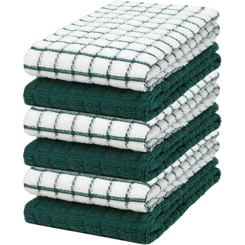 imageBumble Kitchen Towels 100 Cotton Dish Towels with Hanging Loop 16x 28 380GSM Absorbent Kitchen Towel Set 6 Pack AquaGreen