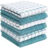 Bumble Kitchen Towels | 100% Cotton Dish Towels with Hanging Loop | 16″x 28″ | 380GSM | Absorbent Kitchen Towel Set | 6 Pack, Aqua(Aqua)