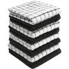 Bumble Kitchen Towels | 100% Cotton Dish Towels with Hanging Loop | 16″x 28″ | 380GSM | Absorbent Kitchen Towel Set | 6 Pack, Aqua(Black)