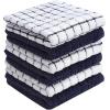 Bumble Kitchen Towels | 100% Cotton Dish Towels with Hanging Loop | 16″x 28″ | 380GSM | Absorbent Kitchen Towel Set | 6 Pack, Aqua(Navy)