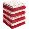 Bumble Kitchen Towels | 100% Cotton Dish Towels with Hanging Loop | 16″x 28″ | 380GSM | Absorbent Kitchen Towel Set | 6 Pack, Aqua(Red)