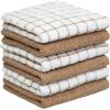 Bumble Kitchen Towels | 100% Cotton Dish Towels with Hanging Loop | 16″x 28″ | 380GSM | Absorbent Kitchen Towel Set | 6 Pack, Aqua(Tan)