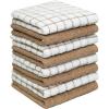 Bumble Kitchen Towels | 100% Cotton Dish Towels with Hanging Loop | 16″x 28″ | 380GSM | Absorbent Kitchen Towel Set | 6 Pack, Aqua(Tan)
