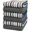 Kitchen Towels 16”x 26” – 6 Pack | Large Cotton Dish Towels | Popcorn Stripe Design | 430 GSM Highly Absorbent with Hanging Loop | Gray(Grey – Wide Stripes)