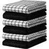 Bumble Kitchen Towels | 100% Cotton Dish Towels with Hanging Loop | 16″x 28″ | 380GSM | Absorbent Kitchen Towel Set | 6 Pack, Aqua(Black)