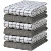 Bumble Kitchen Towels | 100% Cotton Dish Towels with Hanging Loop | 16″x 28″ | 380GSM | Absorbent Kitchen Towel Set | 6 Pack, Aqua(Grey)