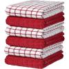 Bumble Kitchen Towels | 100% Cotton Dish Towels with Hanging Loop | 16″x 28″ | 380GSM | Absorbent Kitchen Towel Set | 6 Pack, Aqua(Red)