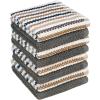 Kitchen Towels 16”x 26” – 6 Pack | Large Cotton Dish Towels | Popcorn Stripe Design | 430 GSM Highly Absorbent with Hanging Loop | Gray(Grey – Wide Stripes)