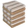 Kitchen Towels 16”x 26” – 6 Pack | Large Cotton Dish Towels | Popcorn Stripe Design | 430 GSM Highly Absorbent with Hanging Loop | Gray(Tan)