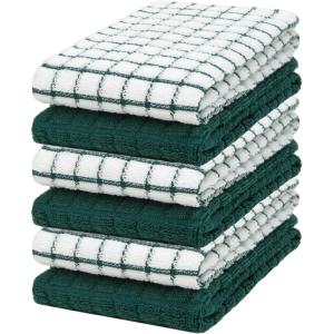 Bumble Kitchen Towels | 100% Cotton Dish Towels with Hanging Loop | 16″x 28″ | 380GSM | Absorbent Kitchen Towel Set | 6 Pack, Aqua(Green)