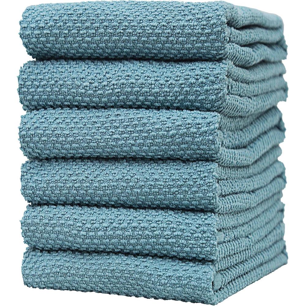 imagePremium Kitchen Towels 16x 28 6 Pack 3 pc Yarn Dyed  3 Solid  Multiple Kitchen Towel Set Design  380 GSM Highly Absorbent Tea Towels Set with Hanging Loop TanWeave DesignAqua