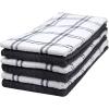 Premium Kitchen Towels (16”x 28”, 6 Pack), 3 pc Yarn Dyed + 3 Solid – Multiple Kitchen Towel Set Design – 380 GSM Highly Absorbent Tea Towels Set with Hanging Loop (Tan,Weave Design)(Grey)