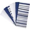 Premium Kitchen Towels (16”x 28”, 6 Pack), 3 pc Yarn Dyed + 3 Solid – Multiple Kitchen Towel Set Design – 380 GSM Highly Absorbent Tea Towels Set with Hanging Loop (Tan,Weave Design)(Blue)