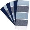 Premium Kitchen Towels (16”x 28”, 6 Pack), 3 pc Yarn Dyed + 3 Solid – Multiple Kitchen Towel Set Design – 380 GSM Highly Absorbent Tea Towels Set with Hanging Loop (Tan,Weave Design)(Dark Light Blue)