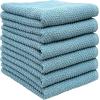 Premium Kitchen Towels (16”x 28”, 6 Pack), 3 pc Yarn Dyed + 3 Solid – Multiple Kitchen Towel Set Design – 380 GSM Highly Absorbent Tea Towels Set with Hanging Loop (Tan,Weave Design)(Aqua)