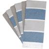 Premium Kitchen Towels (16”x 28”, 6 Pack), 3 pc Yarn Dyed + 3 Solid – Multiple Kitchen Towel Set Design – 380 GSM Highly Absorbent Tea Towels Set with Hanging Loop (Tan,Weave Design)(Aqua Grey)
