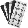 Premium Kitchen Towels (16”x 28”, 6 Pack), 3 pc Yarn Dyed + 3 Solid – Multiple Kitchen Towel Set Design – 380 GSM Highly Absorbent Tea Towels Set with Hanging Loop (Tan,Weave Design)(Grey)