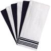 Premium Kitchen Towels (16”x 28”, 6 Pack), 3 pc Yarn Dyed + 3 Solid – Multiple Kitchen Towel Set Design – 380 GSM Highly Absorbent Tea Towels Set with Hanging Loop (Tan,Weave Design)(Navy Blue)