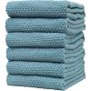 Premium Kitchen Towels (16”x 28”, 6 Pack), 3 pc Yarn Dyed + 3 Solid – Multiple Kitchen Towel Set Design – 380 GSM Highly Absorbent Tea Towels Set with Hanging Loop (Tan,Weave Design)(Aqua)